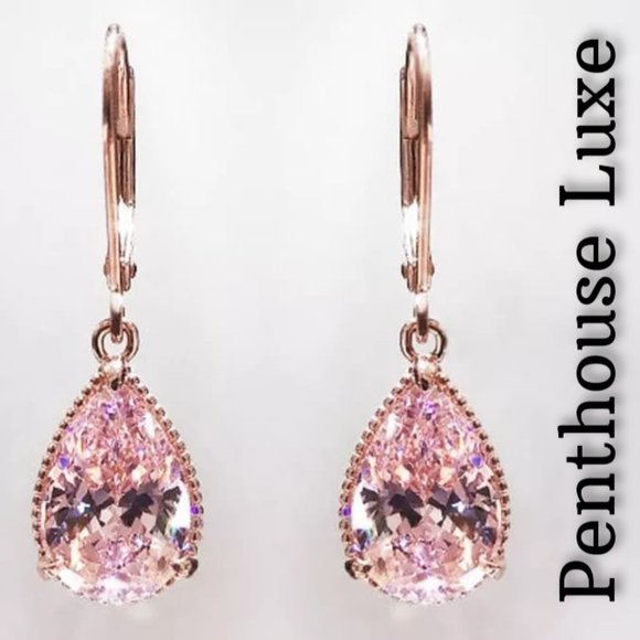 Penthouse Luxe Jewelry - FINAL RESTOCK!! 18k Rose Gold Plated Pink CZ Drop Earring Set